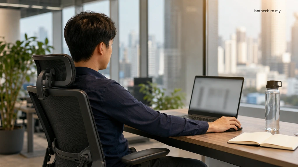 Can Chiropractic Fix Poor Posture? 2 Desk worker changing position during a long workday for can chiropractic fix poor posture