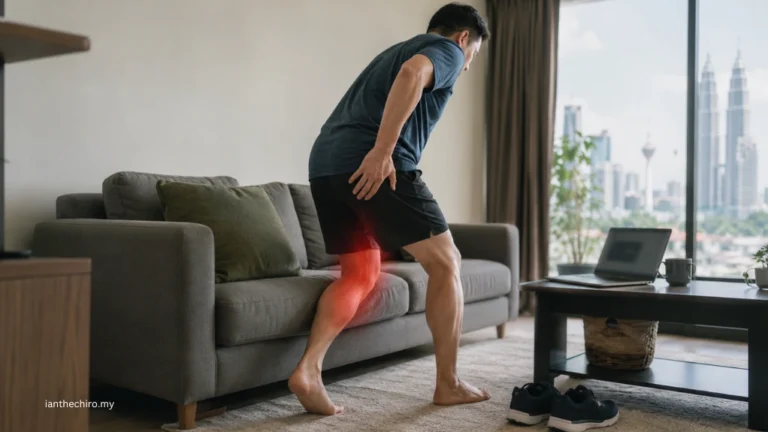 Person with radiating leg pain showing dry needling for sciatica