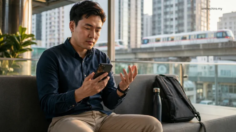 Person experiencing tingling in hands and fingers while using a phone