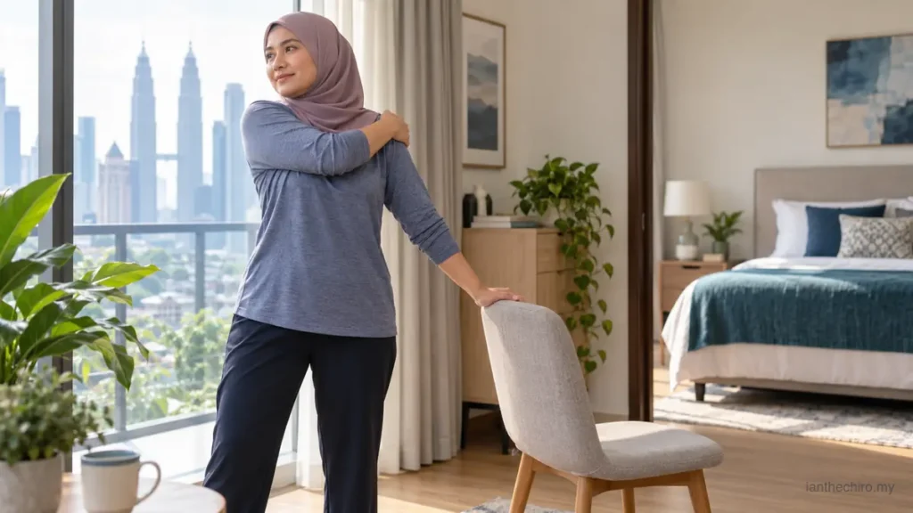 Does Sleep Affect Pain? What Recovery Research Suggests 2 Malaysian woman doing gentle morning mobility while considering, does sleep affect pain?