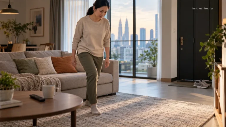 Asian Malaysian adult experiencing knee pain when standing after sitting